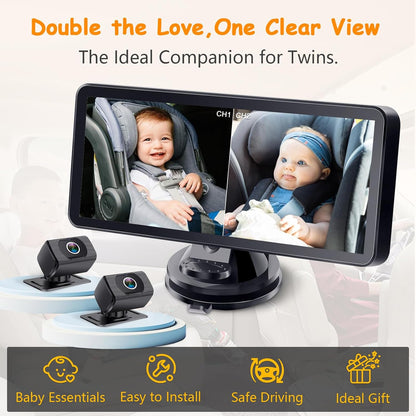 Dual Baby Car Camera for 2 Kids