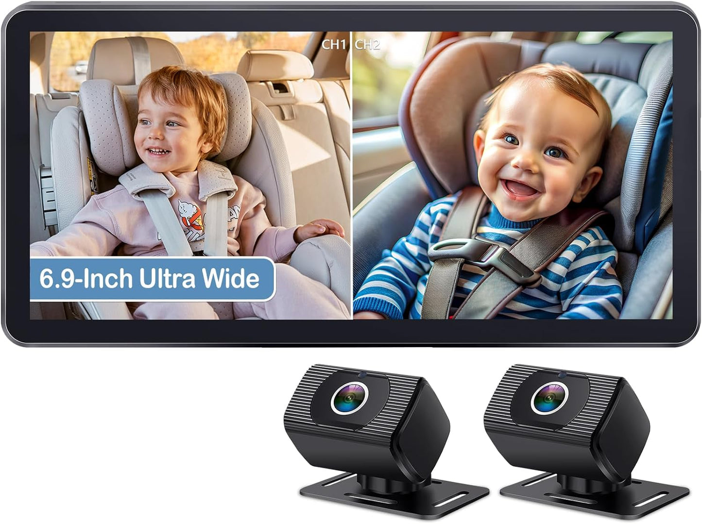 Dual Baby Car Camera for 2 Kids