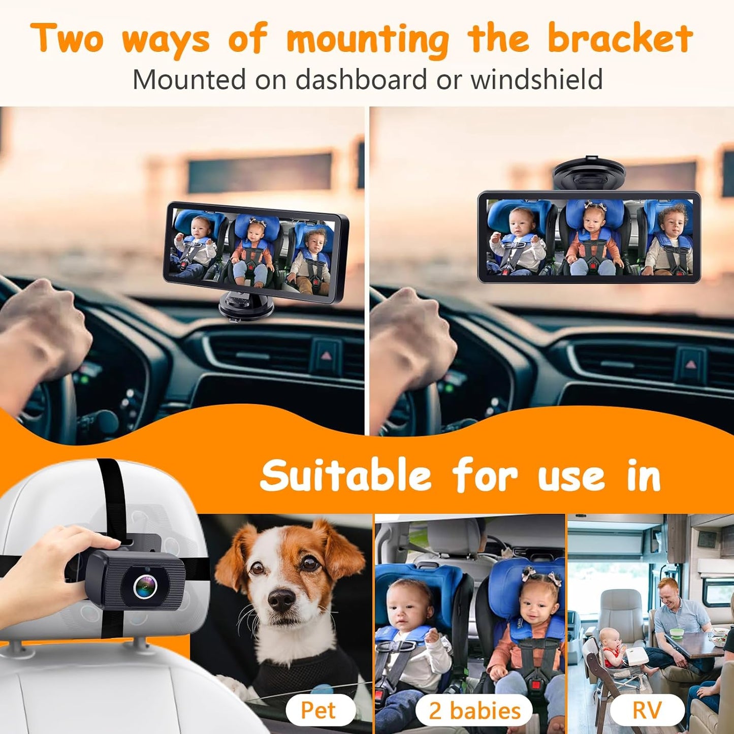 Dual Baby Car Camera for 2 Kids