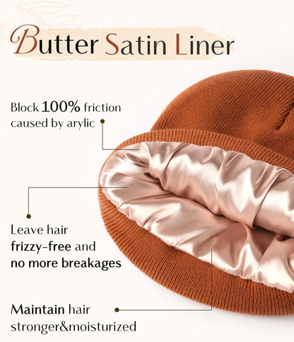 Satin Lined Winter Beanie Hats